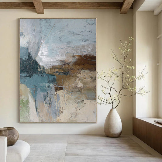 Vast Hand - Painted Custom Textured Abstract Mural for Hotel Lobby & Bedroom DKH1012