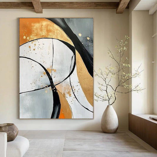 Contemporary hand-painted abstract artwork featuring vibrant colors and dynamic shapes perfect for modern decor. DLZ1767