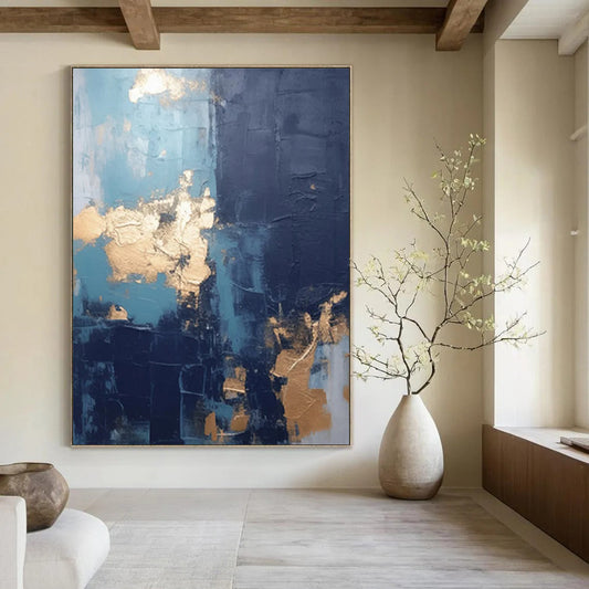Snow - Capped Peaks: Monumental Hand - Painted Custom Abstract Art for Office and Hallway DTP130