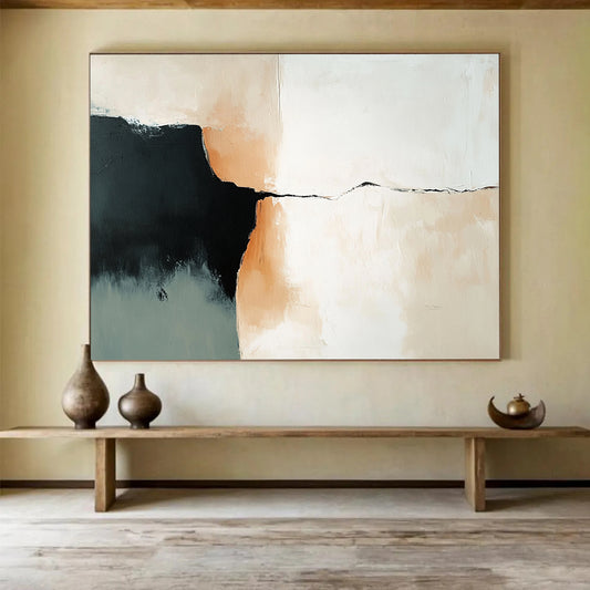 “Minimalist Color Block” - Black, Beige, Gray, Simple Geometric Shapes Painting On Canvas HB0950