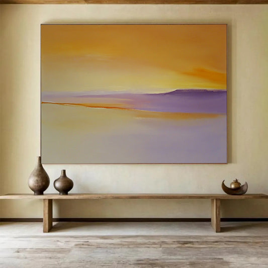 “Sunset Horizons” - Orange, Purple, Yellow, Abstract Dusk - Color - Field Acrylic Painting HB1508