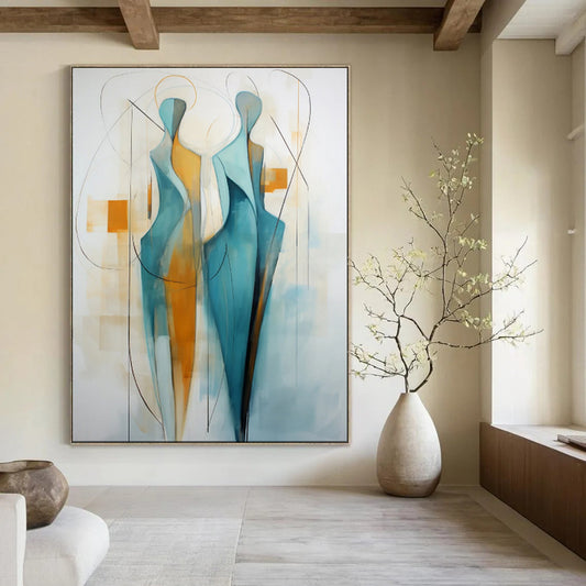 Custom Hand-Painted Abstract Mural for Dining Room & Living Room LargeART1888