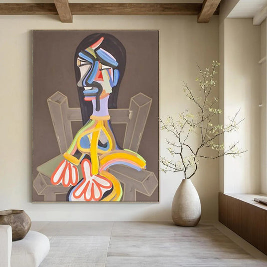 Large - Format Hand - Painted Textured Custom Abstract Canvas, for Decorating Bedroom and Bar DKH1453