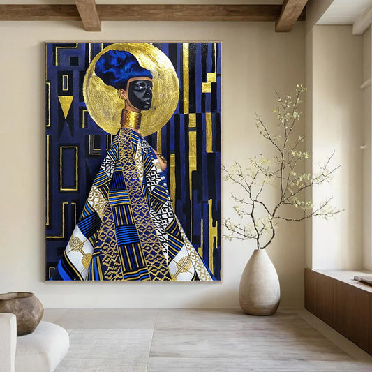 Giant - Scale Vertical Hand - Painted Textured Custom Abstract Odyssey (with Terra - Cotta Textures) for Bedroom and Entryway DKH1624