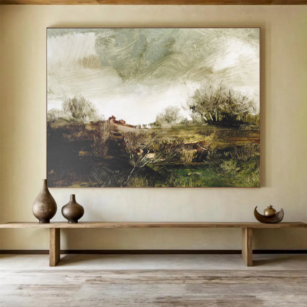 Textured Countryside View - Oversized Rustic Bedroom Decor DLZ122
