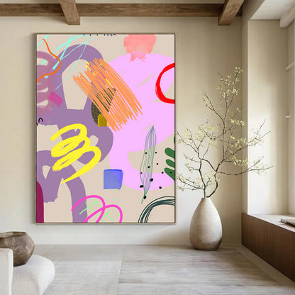Whimsical & Fantasy Hand-Painted Custom Abstract Painting for Bedroom & Living Room LargeART2008