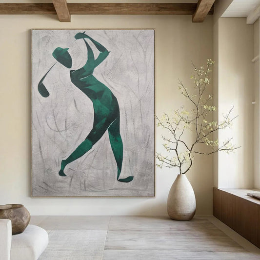 Giant - Scale Vertical Hand - Painted Custom Abstract Enigma (with Diverse Textures) for Dining Room and Hotel DKH1561