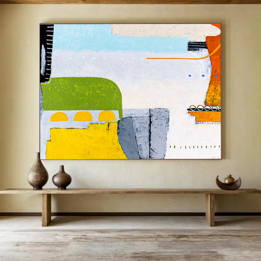 Large - Format Hand - Painted Abstract Painting for Entryway & Bedroom DKH545