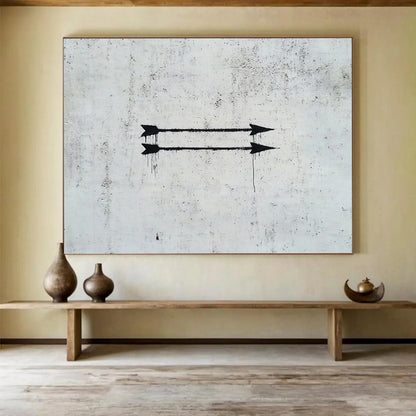 “Dripping Black Arrows” - Black, White, Street Art - Style Painting On Canvas HB0711