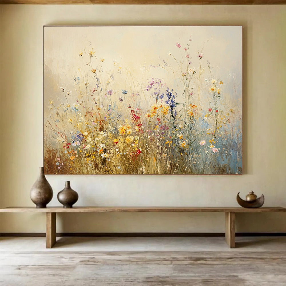 “Soft Wildflower Meadow” - Pastel, Wildflowers, Field Painting On Canvas HB0757