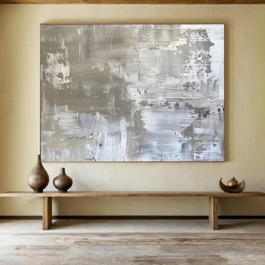 Silver Textured Abstract - Elegant Dining Room Accent DLZ104