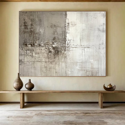 Neutral Textured Abstract - Muted Abstract Oil Painting On Canvas HB0482