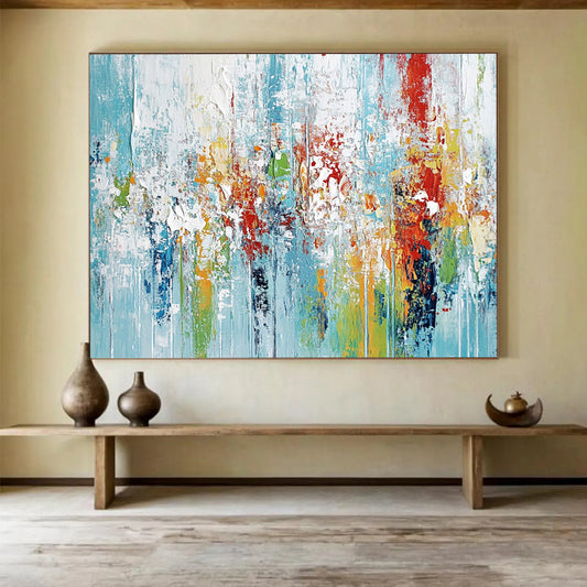 “Colorful Abstract Drips” - Blue, Red, Yellow, Green with Dripping Paint - Abstract Acrylic HB1357
