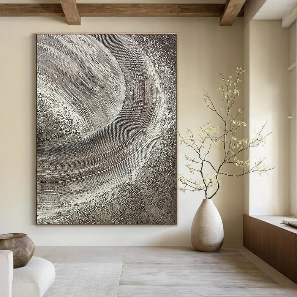 Grandiose - Extent Vertical Hand - Painted Textured Custom Abstract Crescendo, for Office and Bedroom DKH1542