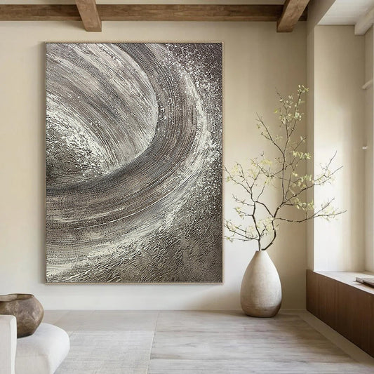 Grandiose - Extent Vertical Hand - Painted Textured Custom Abstract Crescendo, for Office and Bedroom DKH1542