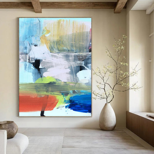 Large Custom Abstract Paintings: Handmade Textures for Bedroom & Office DTP245