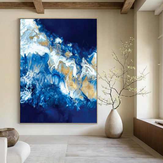 Vertical Hand - Painted Large Abstract Custom Work for Bedroom and Dining Room DKH1650
