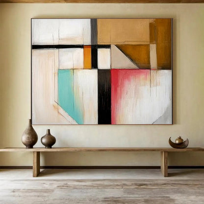 Colorful Geometric Abstract "Modern Mosaic" Painting On Canvas HB0413