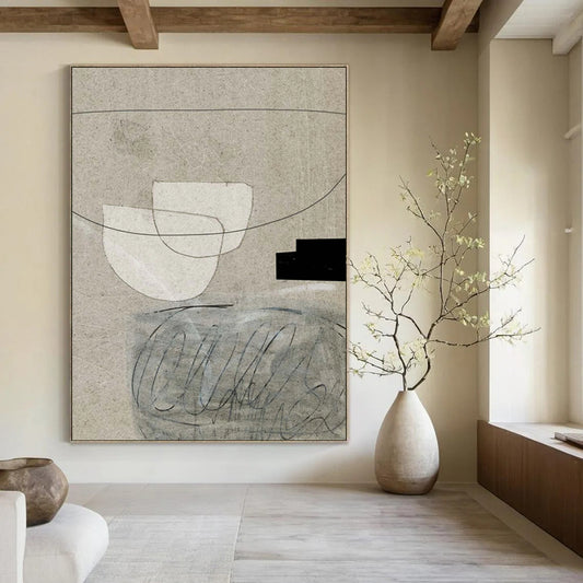 Hand-Painted Large Abstract Creations: Textured Details for Office & Hallway DTP238