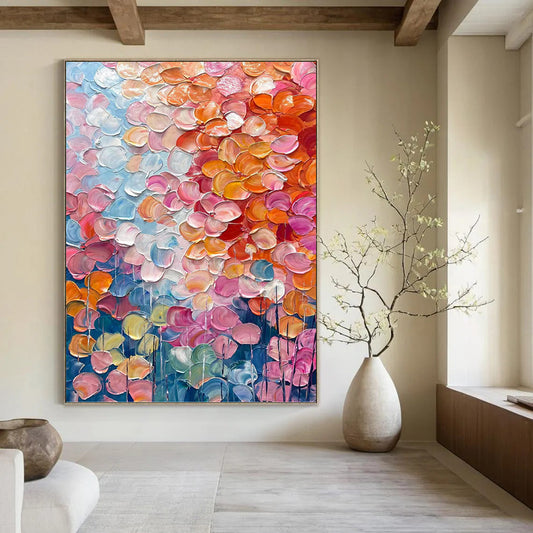 Vertical Hand - Painted Textured Custom Abstract Canvas for Dining Room and Hotel DKH1657