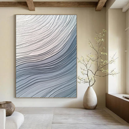 Large contemporary hand-painted abstract artwork featuring smooth curves and intricate patterns that exude calm energy and depth. DLZ1218