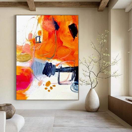 Custom Handmade Abstract Paintings: Big Sizes, Textured Details for Dining Room & Entryway DTP272