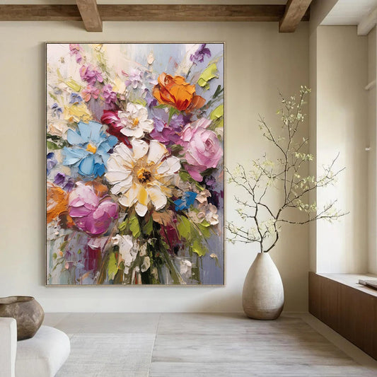 Grand Vertical Hand - Painted Custom Abstract Sonnet (with Crystal Textures) for Dining Room and Hotel DKH1593