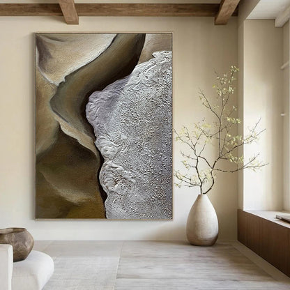 Large - Format Hand - Painted Custom Textured Abstract Painting for Entryway & Hotel Suite DKH0987