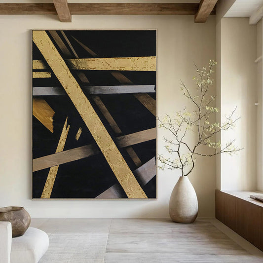 Luxurious Hand - Painted Textured Canvas Mural for Bar & Hotel Lobby DKH1094