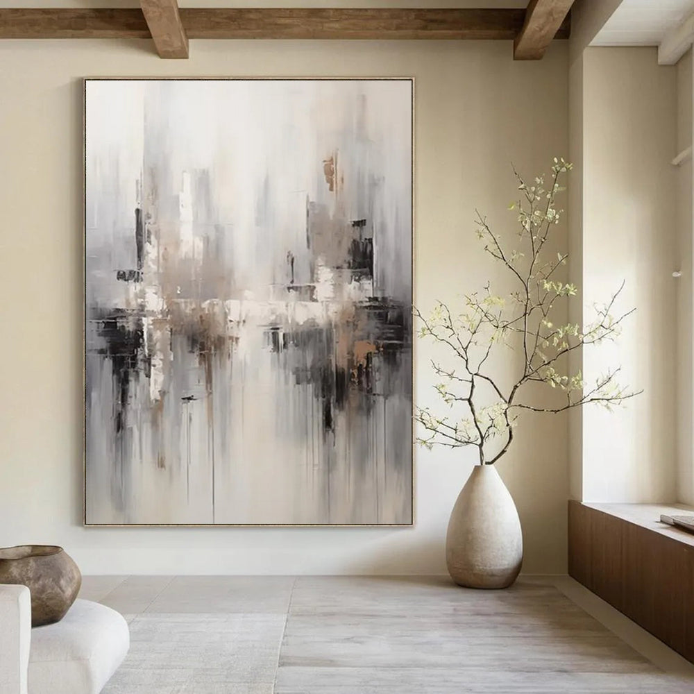 Pine Needle Path: Mammoth Hand - Painted Custom Abstract Work for Hallway and Bedroom DTP122