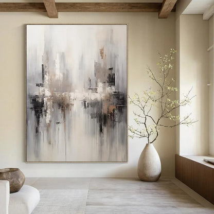 Pine Needle Path: Mammoth Hand - Painted Custom Abstract Work for Hallway and Bedroom DTP122