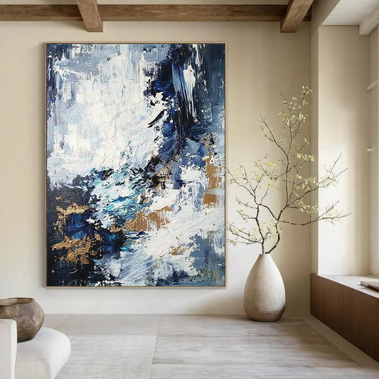 Contemporary hand-painted abstract artwork featuring vibrant colors and dynamic shapes perfect for modern decor and artistic expression. DLZ1762