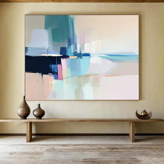 “Pastel Abstract Coastal” - Pastel Tones, Abstract Coastal Scene, Soft Brushstrokes HB1120