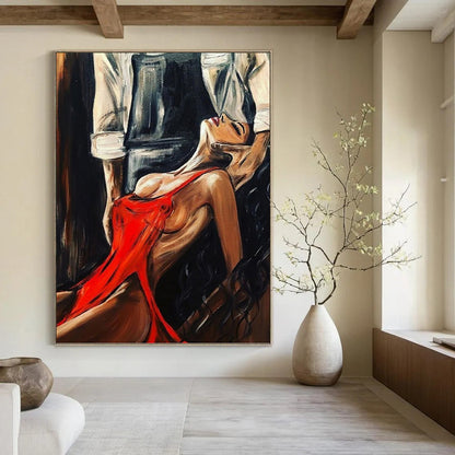 Immense Vertical Hand - Painted Custom Abstract Treasure (with Quilted Textures) for Bar and Hotel DKH1611