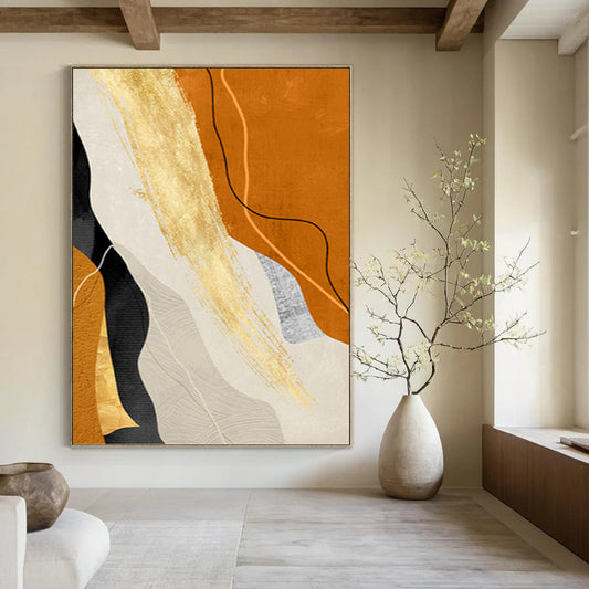 Vast - Sized Hand - Painted Custom Abstract Requiem (with Dynamic Textures), for Office and Dining Room DKH1517