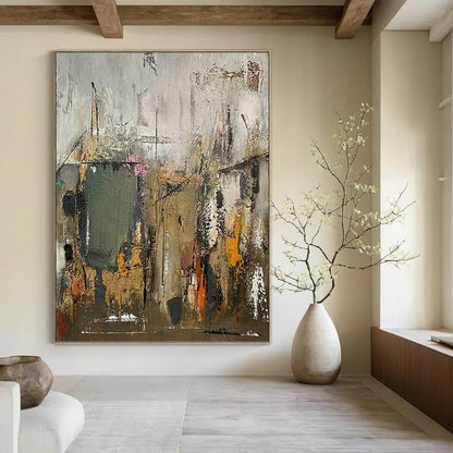 Massive Hand - Painted Custom Texture Canvas Abstract for Hallway & Entryway DKH1038