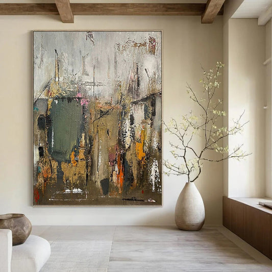 Massive Hand - Painted Custom Texture Canvas Abstract for Hallway & Entryway DKH1038
