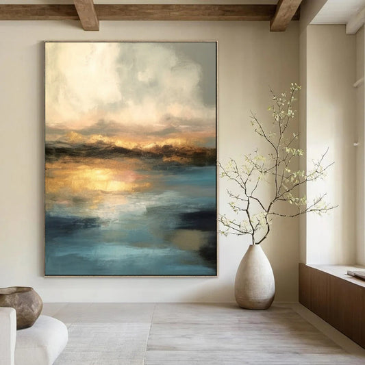 Custom Hand-Painted Abstract Mural for Office & Hotel LargeART1940