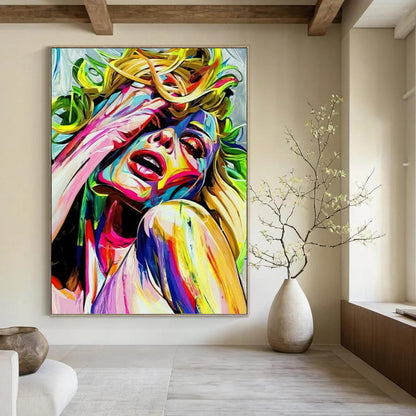 Vertical Hand - Painted Textured Custom Abstract Painting for Living Room and Office DKH1638