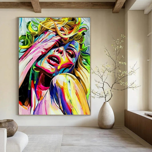 Vertical Hand - Painted Textured Custom Abstract Painting for Living Room and Office DKH1638