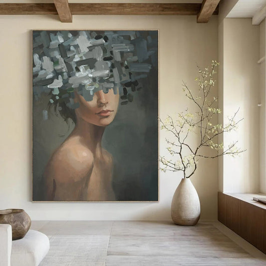 Large Custom Abstract Paintings: Textured Details for Bedroom & Bar DTP328