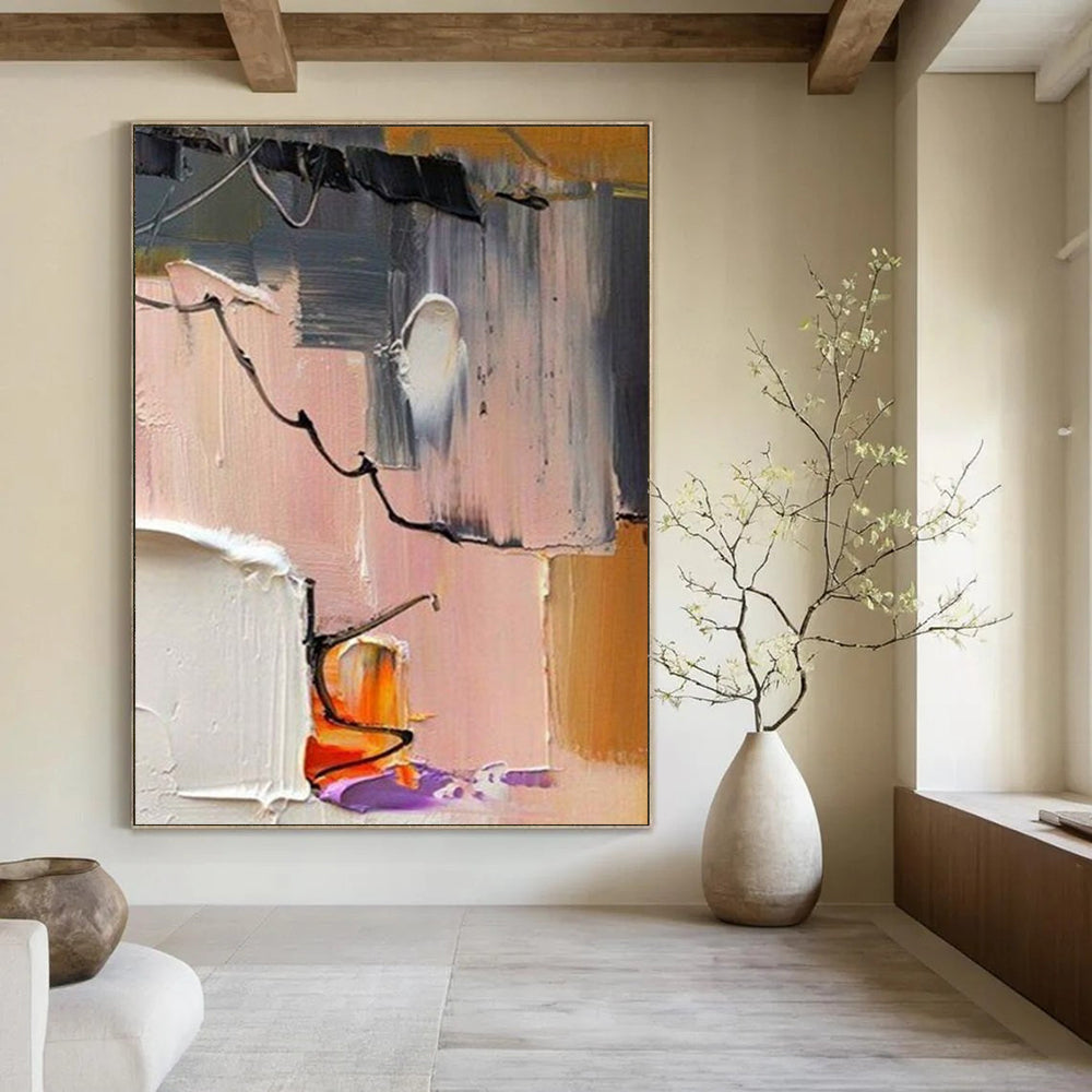 Handmade Large Abstract Paintings: Textured Styles for Bedroom & Office DTP270