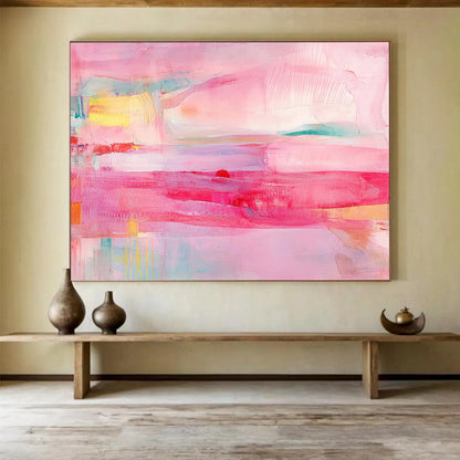Pink and Colorful Abstract Layers - “Blush Dreams” Painting On Canvas HB1451