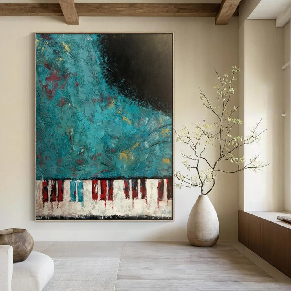 Edgy & Contemporary Hand-Painted Custom Abstract Painting for Bar & Entryway LargeART1998