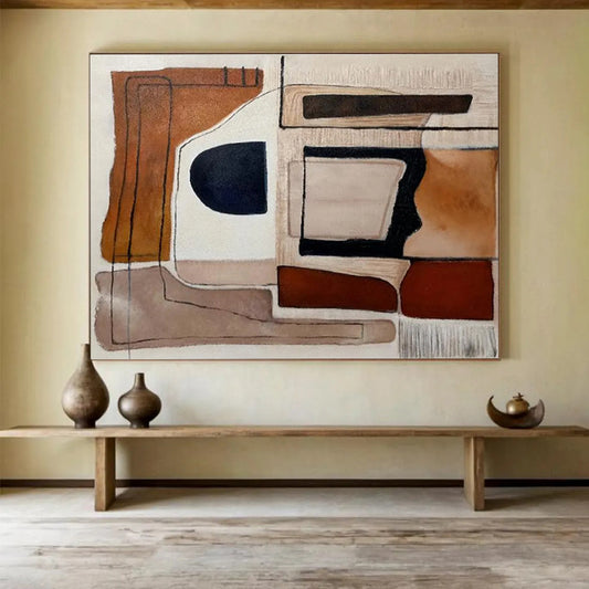 Large - Format Hand - Painted Textured Abstract Painting for Decorative Impact DKH655