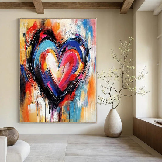 Contemporary abstract painting features vibrant colors and dynamic shapes creating a unique artistic expression for modern decor. DLZ1776