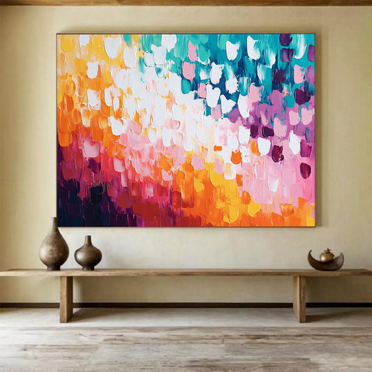 “Pastel Colorful Dots” - Pastel Palette, Colorful Dot Pattern Painting On Canvas HB0859
