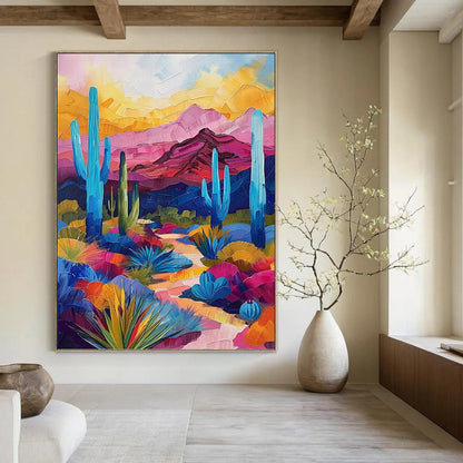 Sky - High Vertical Hand - Painted Textured Custom Abstract Mural for Bar and Hallway DKH1556