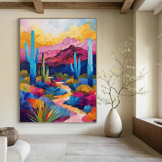 Sky - High Vertical Hand - Painted Textured Custom Abstract Mural for Bar and Hallway DKH1556