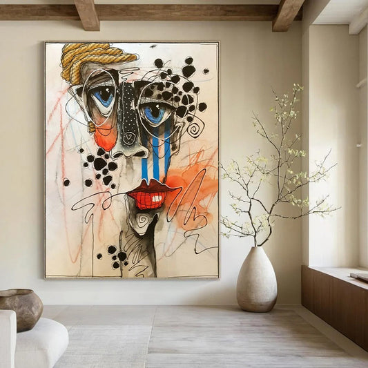 Impressive Vertical Hand - Painted Custom Abstract Dithyramb (with Sparkling - Diamond Textures) for Office and Dining Room DKH1621